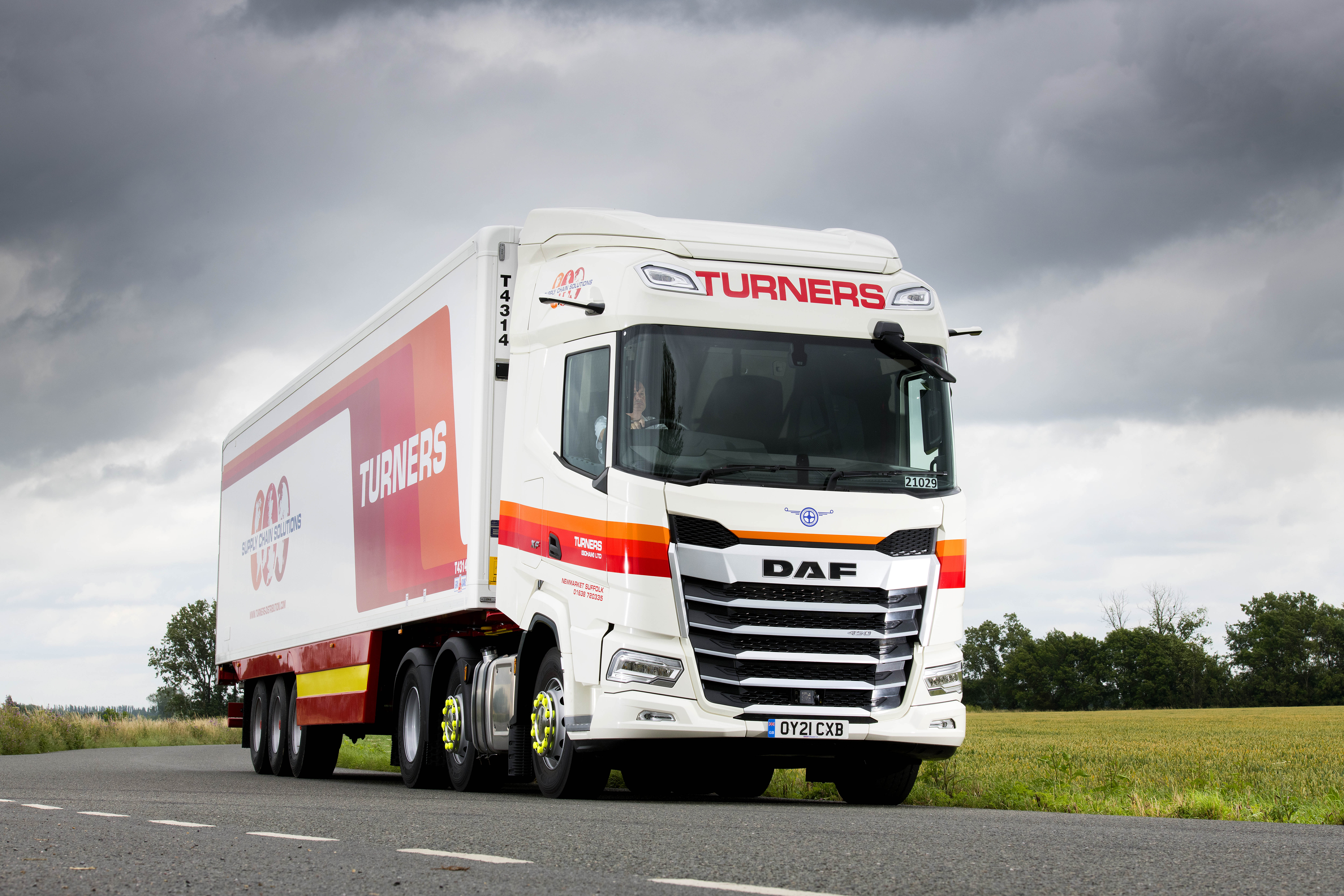 Turners DAF XF travelling through countryside